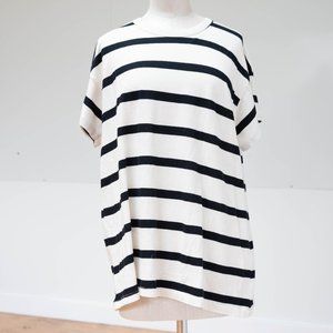 Black & Off-White Striped Tee by THE GREAT.